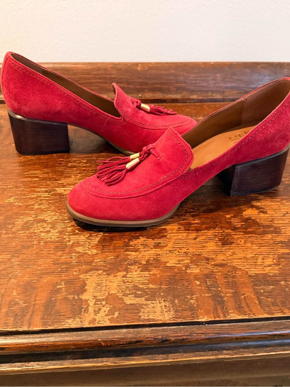 Naturalizer Red Suede Tassel Loafers - Women's - Picture 2 of 3